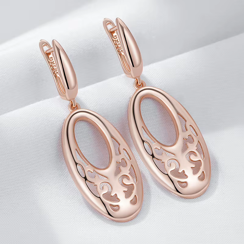 Kinel chaud Unique fleur ethnique mariée pendentif boucles d'oreilles pour les femmes mode 585 or Rose haute qualité quotidien Fine Boho bijoux