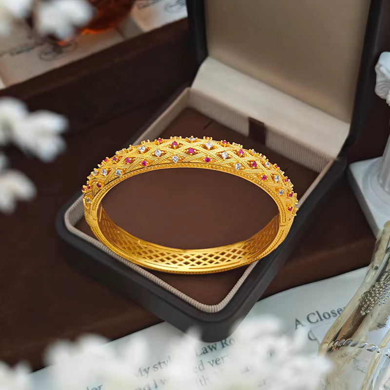 KISS&FLOWER – bracelets vintage brillants en or 24 carats pour femmes
