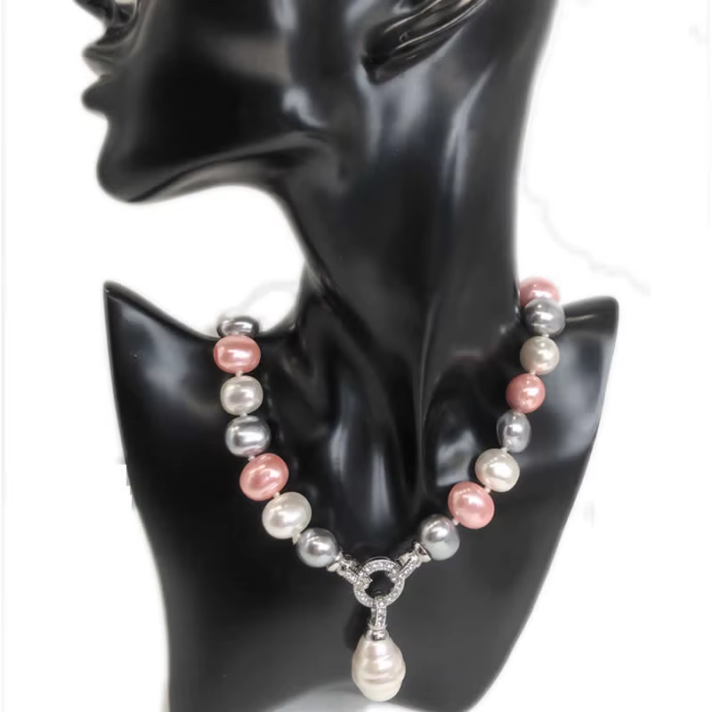 Collier de perles de culture d'eau douce de pomme de terre blanche de 12 à 15m