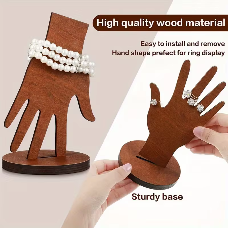 Présentoir de bijoux en forme de main en bois – Conception bidirectionnelle pour suspension murale