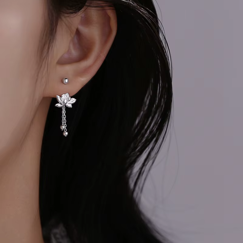 Boucles d'oreilles Lotus Vintage en argent Sterling 925