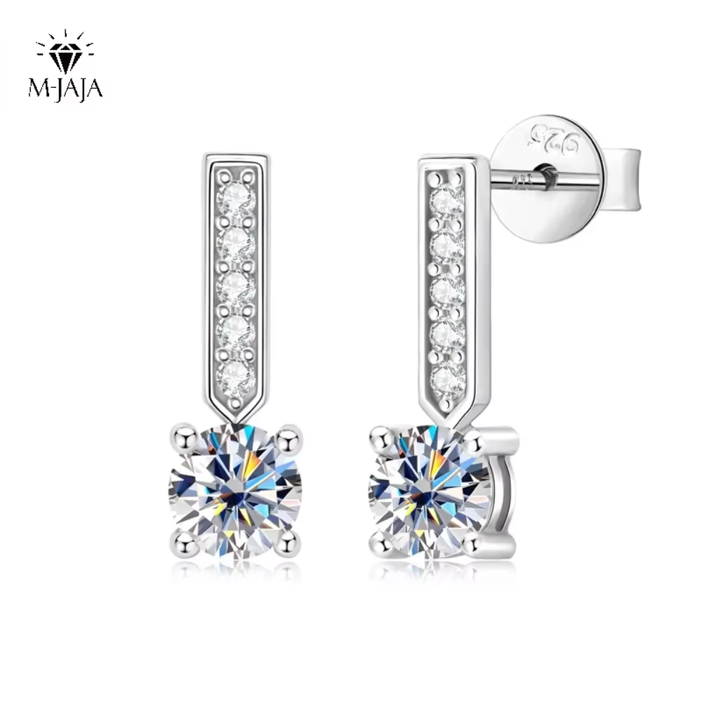 M-JAJA 1CT Moissanite pendentif boucles d'oreilles pour femmes S925 en argent Sterling diamant