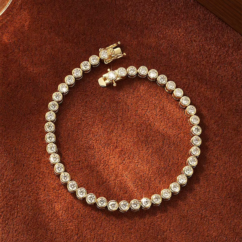 Bracelet Tennis Rrjzz Éclatant en Moissanite D-Color de 3 mm