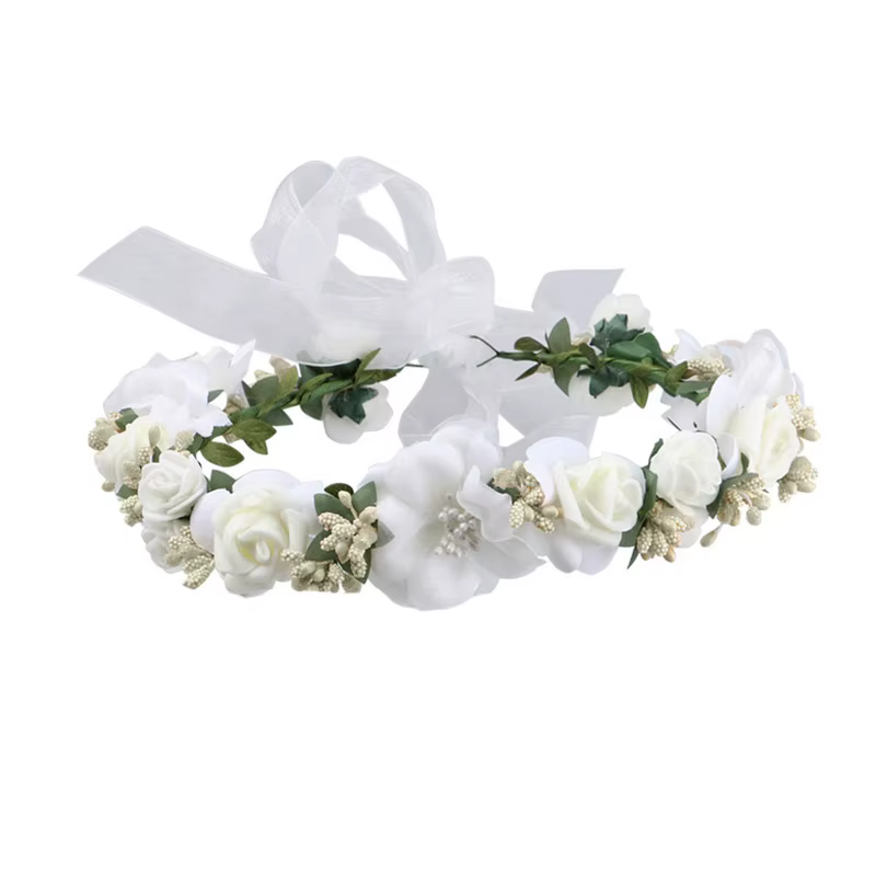 Bandeau de mariage fleurs florales femmes guirlande bandes de cheveux à la main dame filles