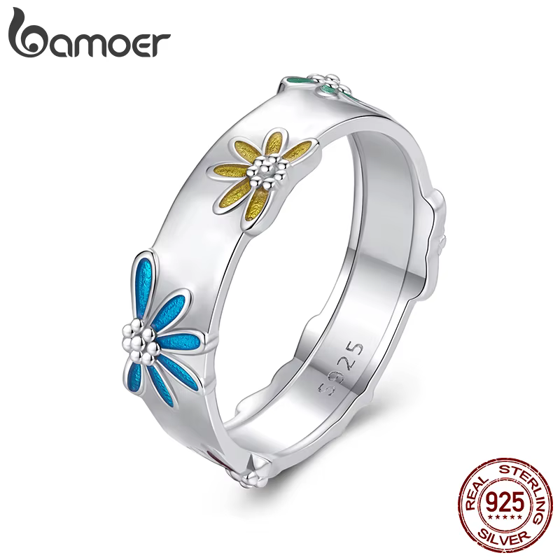 Bague de déclaration empilable plaquée or blanc pour femme