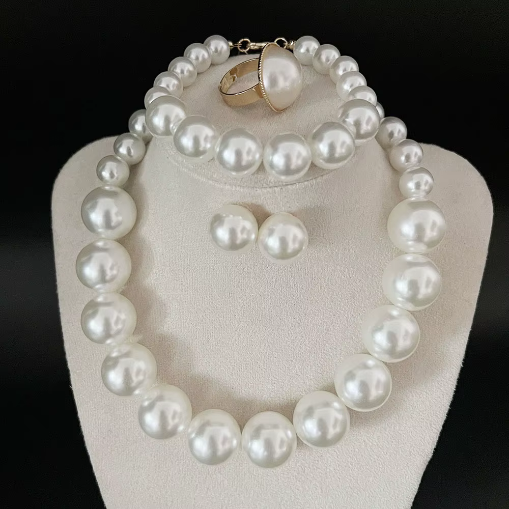 Ensemble de 5 colliers ras du cou en grosses perles pour femmes