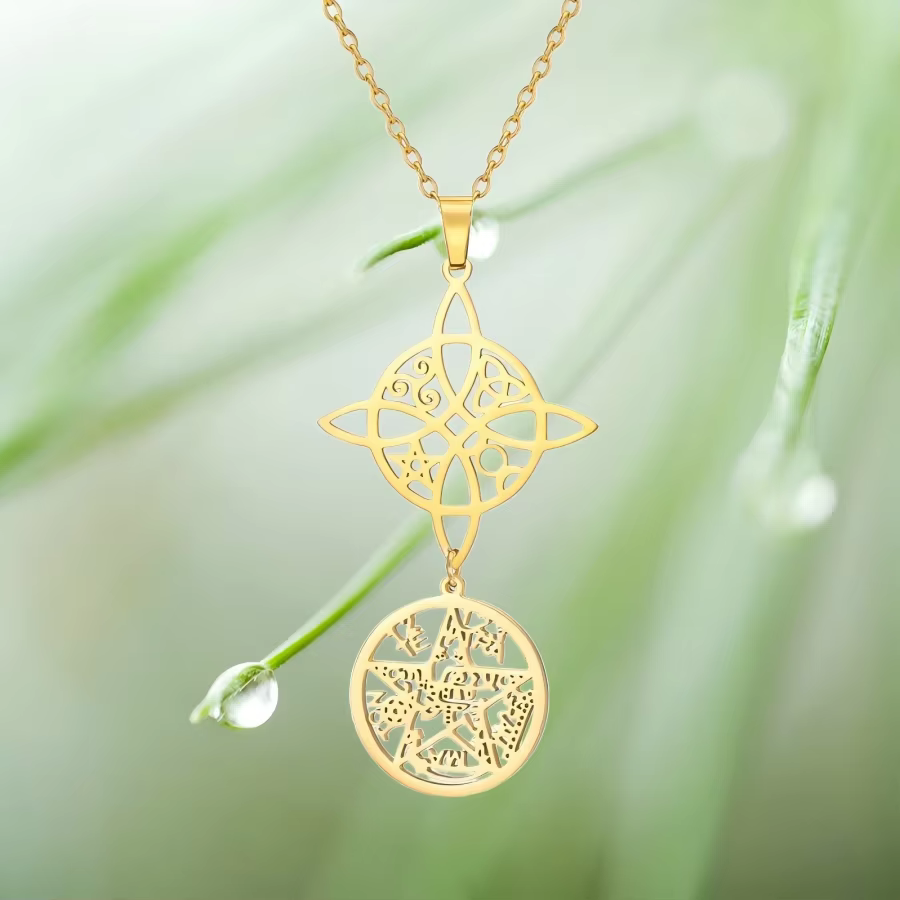Kkjoy – collier avec pendentif creux avec nœud de sorcière
