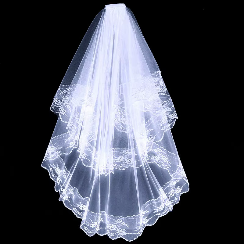 Voile de mariée d'Halloween pour femmes avec bord en dentelle