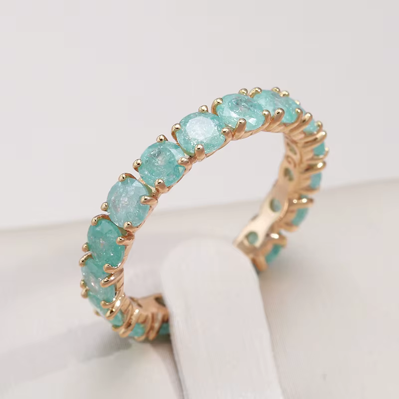 Kinel nouvelle bague en Zircon taille ronde émeraude pour femmes de luxe 585