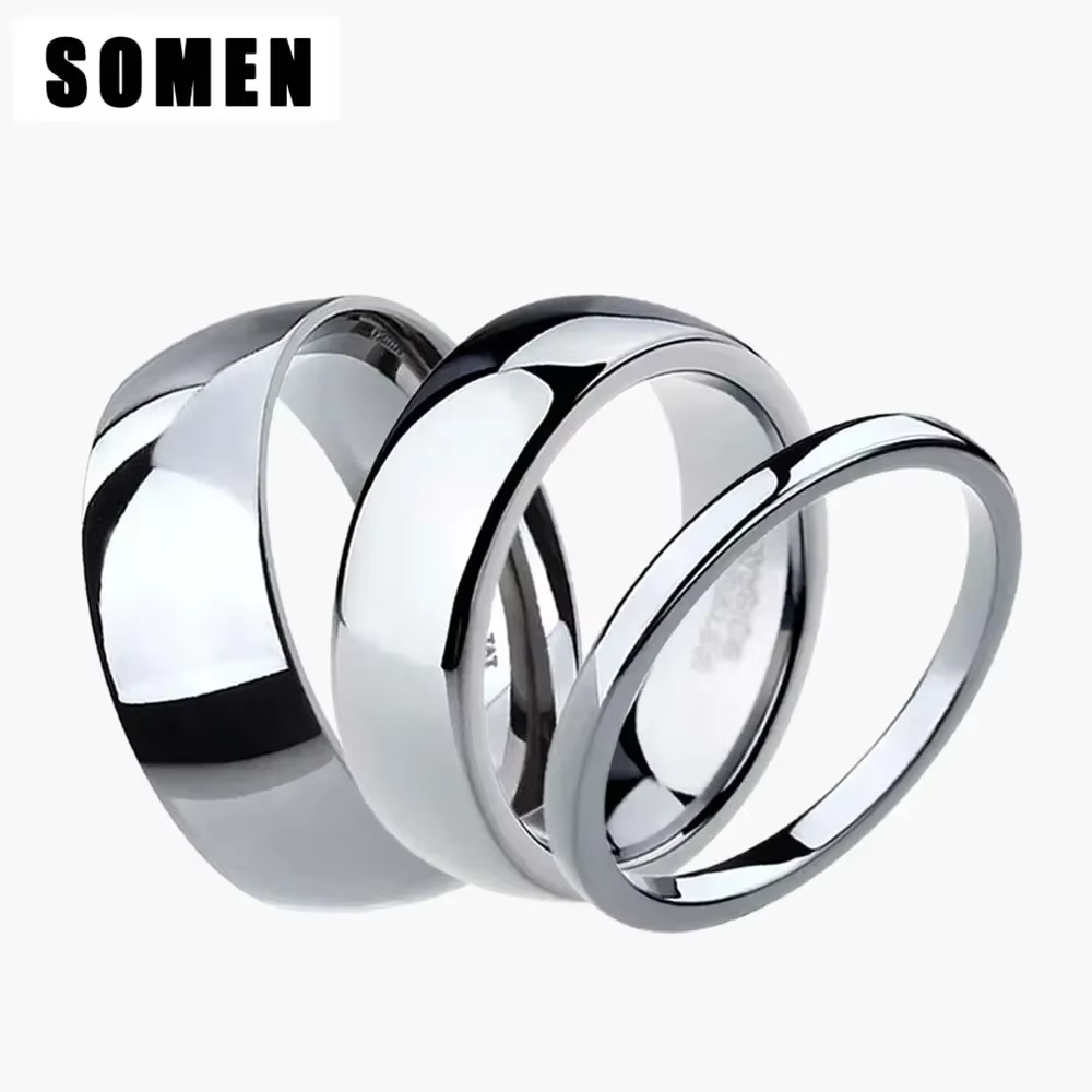 Bague en tungstène couleur argent pur