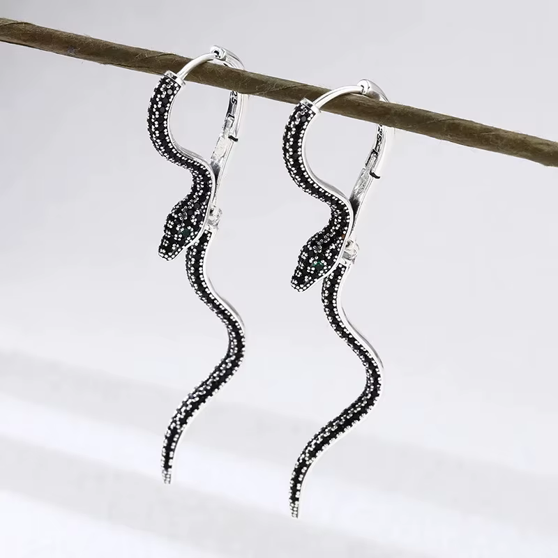 Boucles d'oreilles carrées Vintage en argent Sterling 925 pour femmes