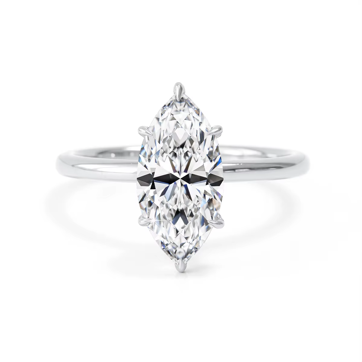 Bague de fiançailles solitaire en moissanite taille marquise 3 carats pour femme