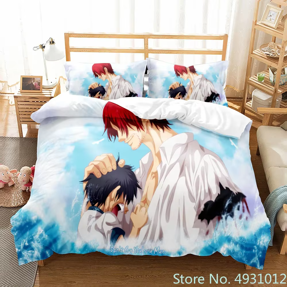 Une pièce Luffy garçon 3 pièces ensemble de literie couette dessin animé housse