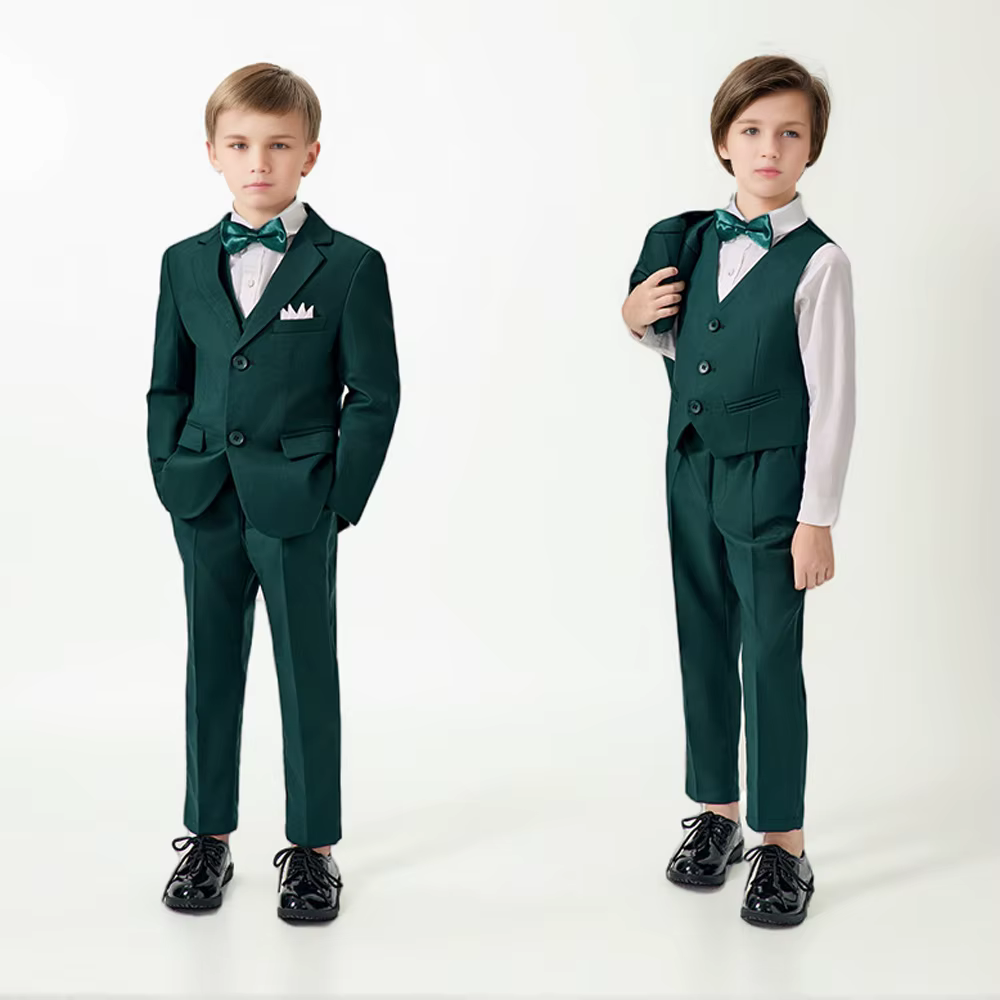 Ensemble de Costume vert haut de gamme pour garçons