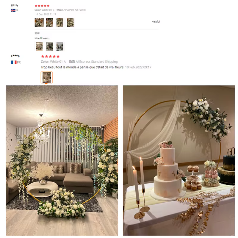 Arche de Mariage Blanche en Forme de Croissant de Fleurs
