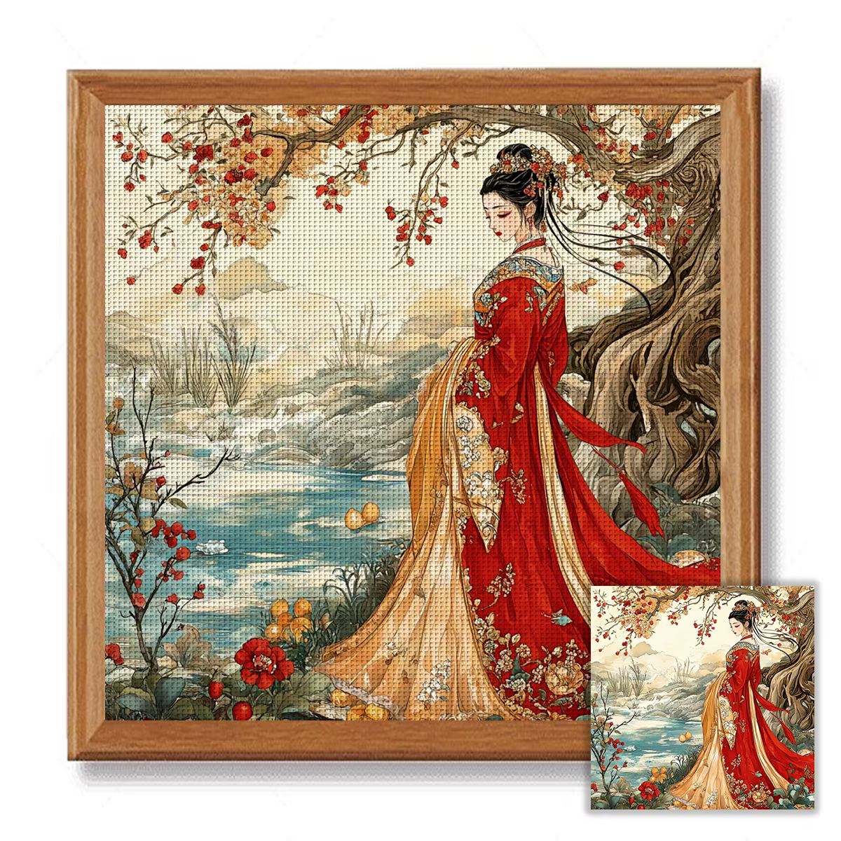 1 ensemble de kits de broderie au point de croix sur tissu imprimé 11CT/14CT