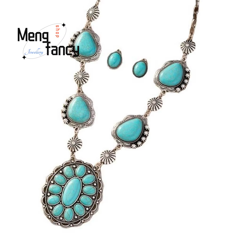 Collier avec incrustation d'argent tibétain naturel