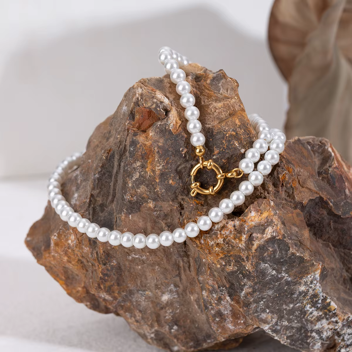 Collier de perles de verre rondes pour femme