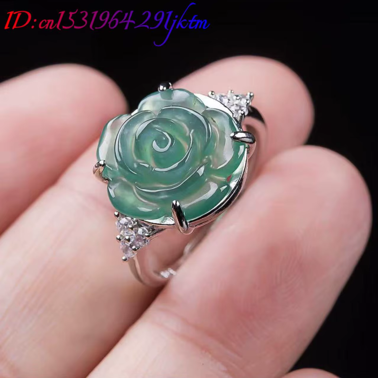 Myanmar jadéite Rose anneaux charme 925 argent naturel bijoux mode Vintage Talismans sculpté pierre précieuse concepteur réel Jade