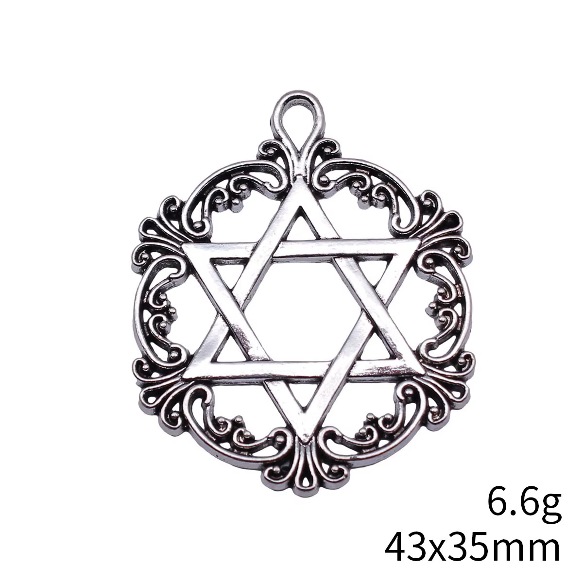 Breloques étoile de David couleur argent antique