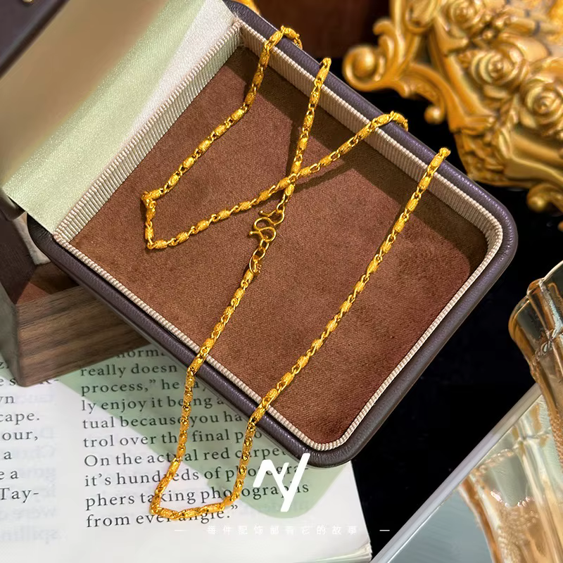 Collier en or véritable 24 carats 9999 luxueux pour femme