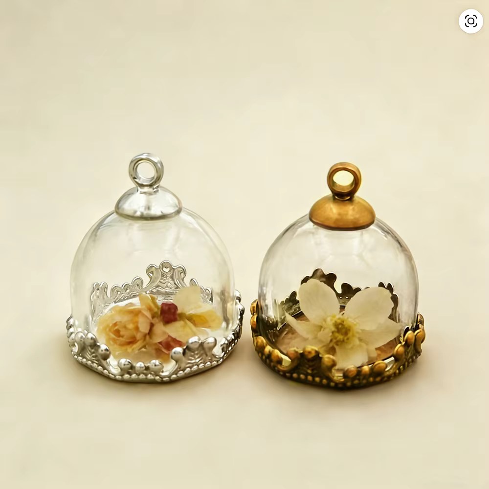 5 ensembles 15mm Globe en verre dôme couronne Base perles ensemble de bouchons