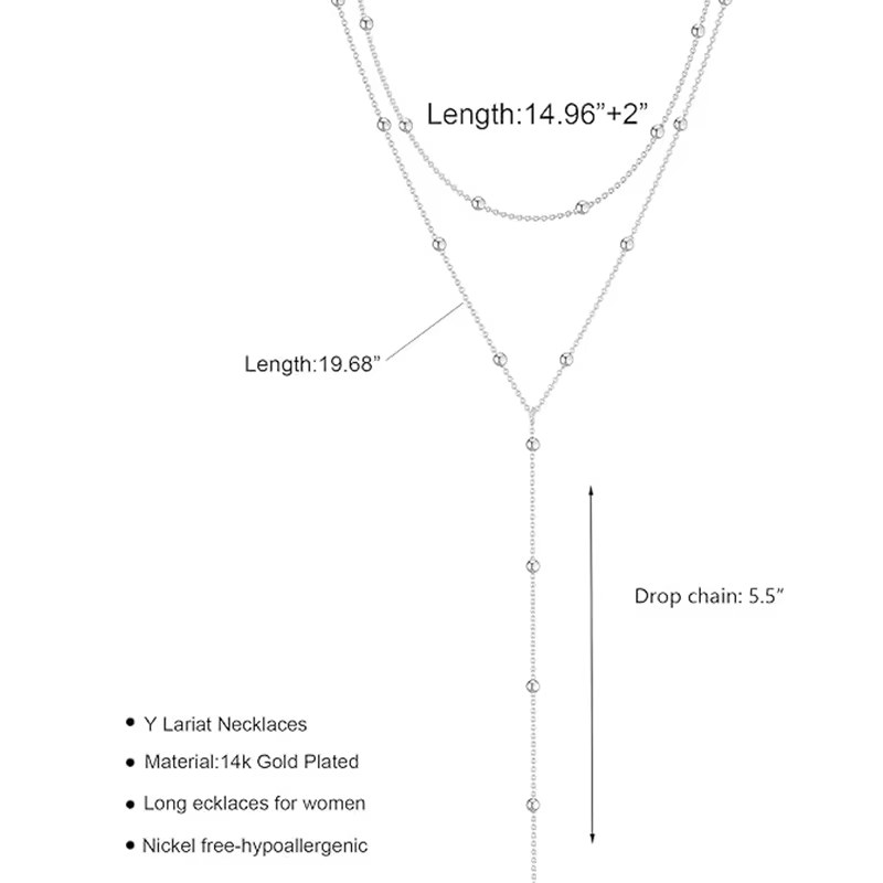 Collier Long délicat plaqué or 14 carats