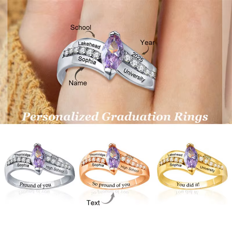 Bague de diplôme personnalisée pour femme
