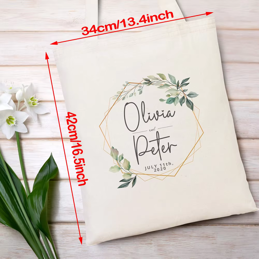 Sacs fourre-tout en toile personnalisés pour cadeaux de mariage
