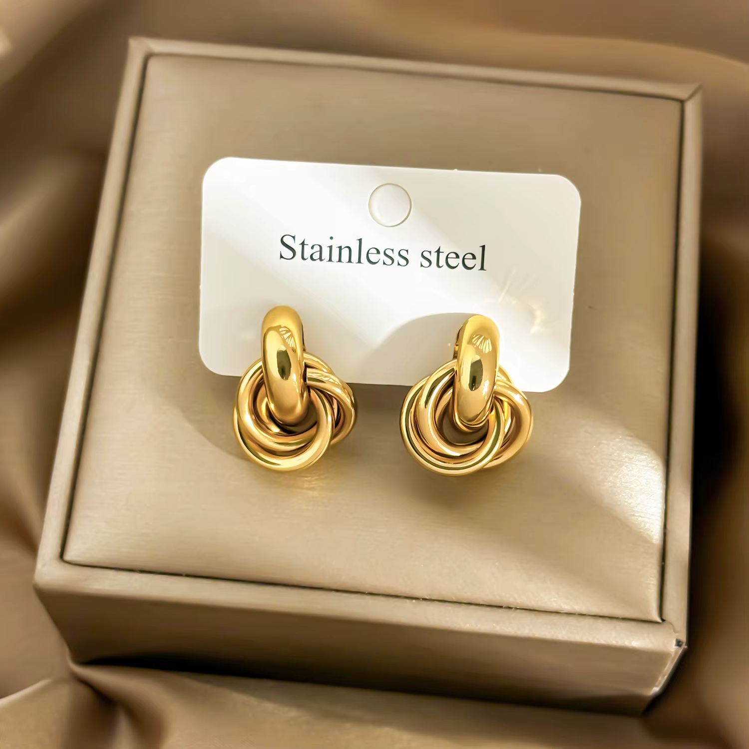 Boucles d'oreilles torsadées en acier inoxydable pour femmes et filles