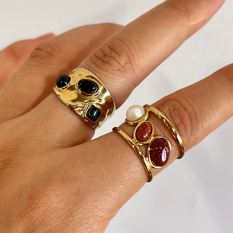 Bague YHTOT vintage ovale en érable rouge
