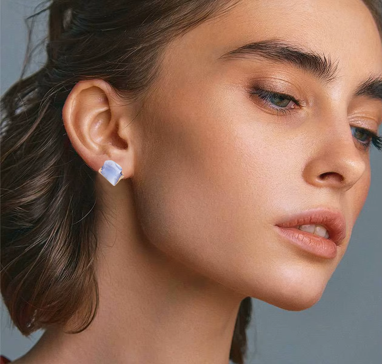 Boucles d'oreilles en pierres précieuses naturelles irrégulières