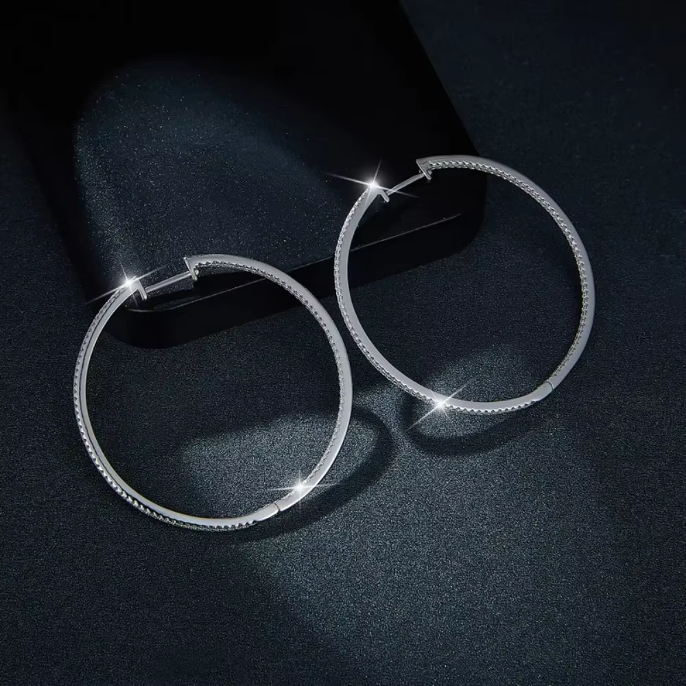 M-JAJA véritable Moissanite diamant boucles d'oreilles 18K plaqué or blanc 925 en argent Sterling