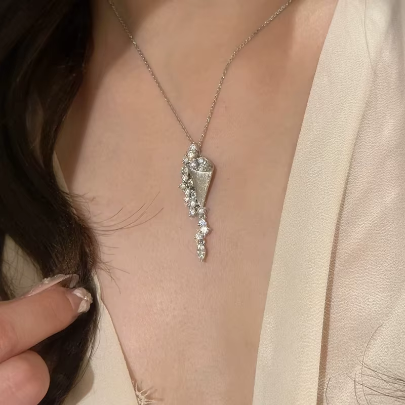 ENSHIR – collier avec pendentif en Zircon scintillant pour femmes