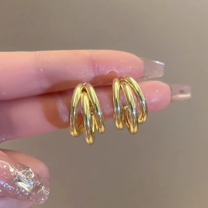 Boucles d'oreilles circulaires en métal pour femmes