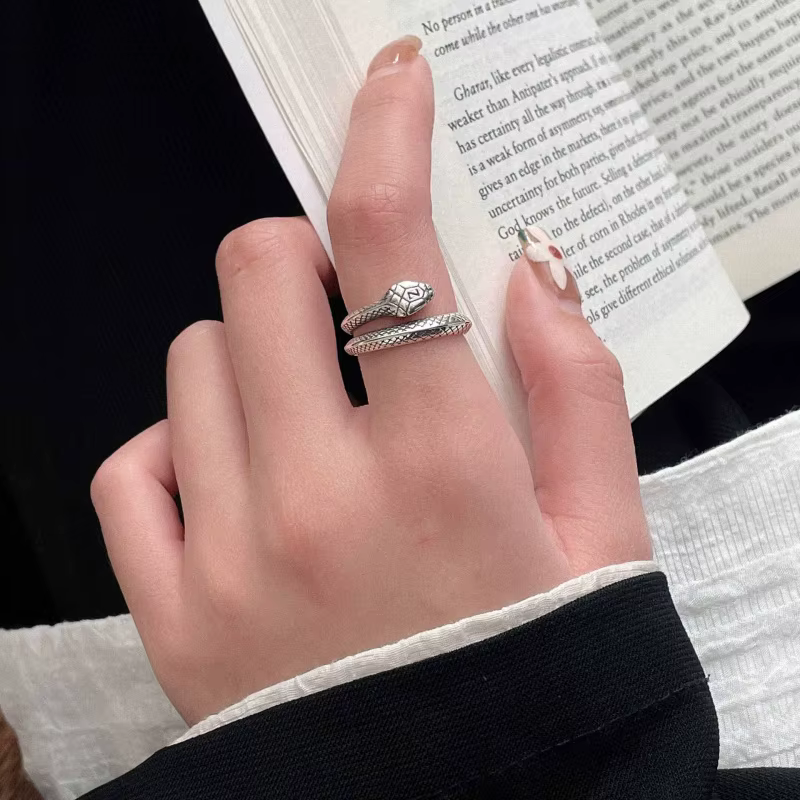 Buyee 925 bague serpent en argent Sterling pour hommes femmes Unique mode grand Animal bijoux fins cercle