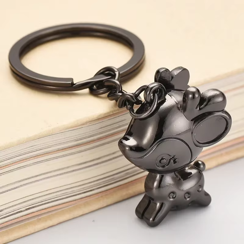 Porte-clés cerf porte-bonheur, renne, cerf de noël, élan, forêt Sika, bijoux