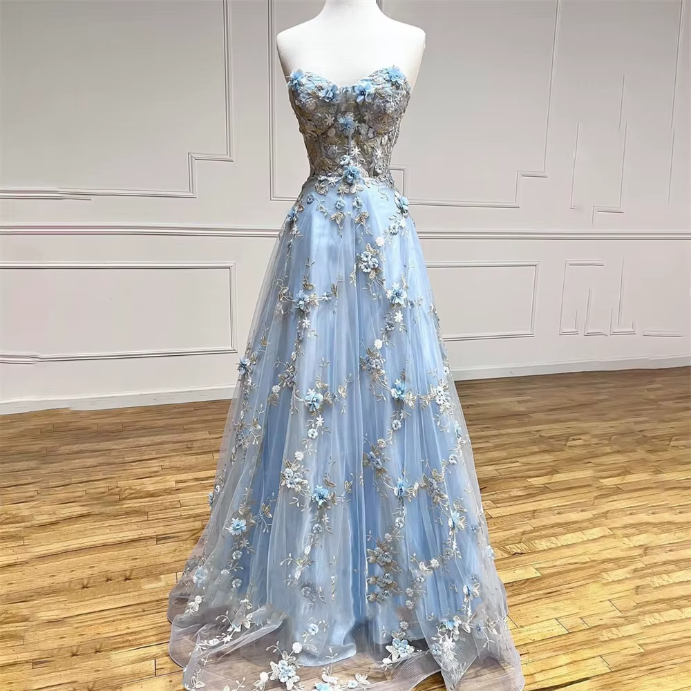 Robe de soirée de mariage A-ligne sans bretelles