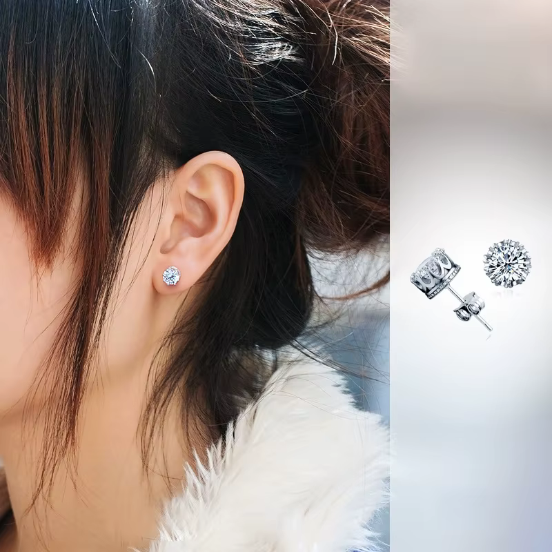 Boucles d'oreilles en argent sterling 925 véritable avec zircon cubique