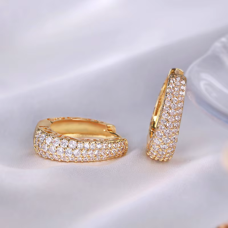 Huitan – boucles d'oreilles créoles creuses couleur or pour femmes