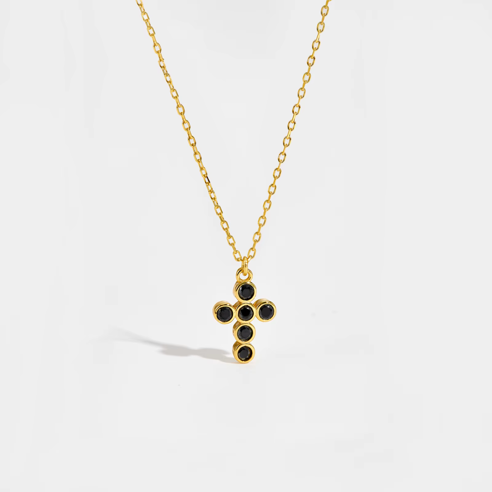 Collier en argent regardé 925 avec croix transparente pour femme