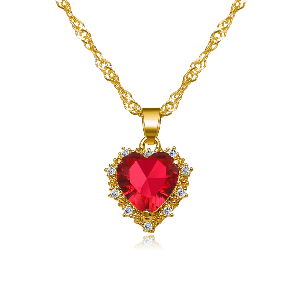 CARLIDANA Lana Del Rey collier exquis princesse assortiment rubis cristal coeur