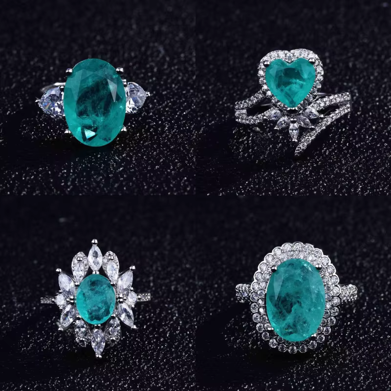Bague de luxe en tourmaline Paraiba de forme géométrique pour femme