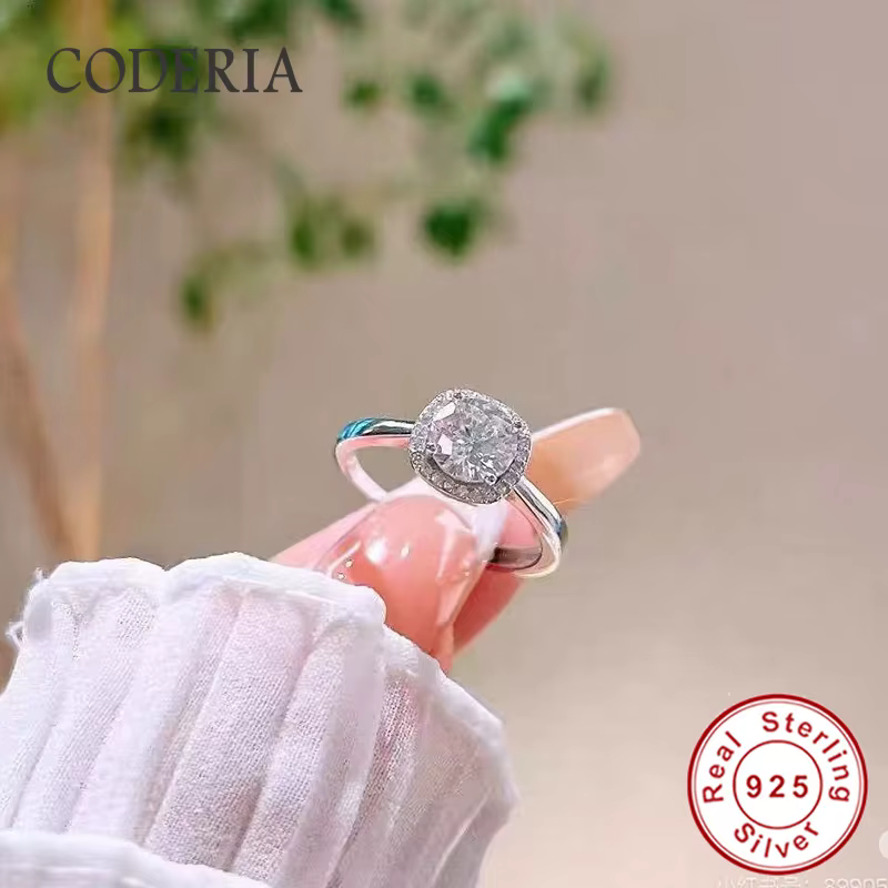 Bagues carrées classiques en argent S925 pour femmes