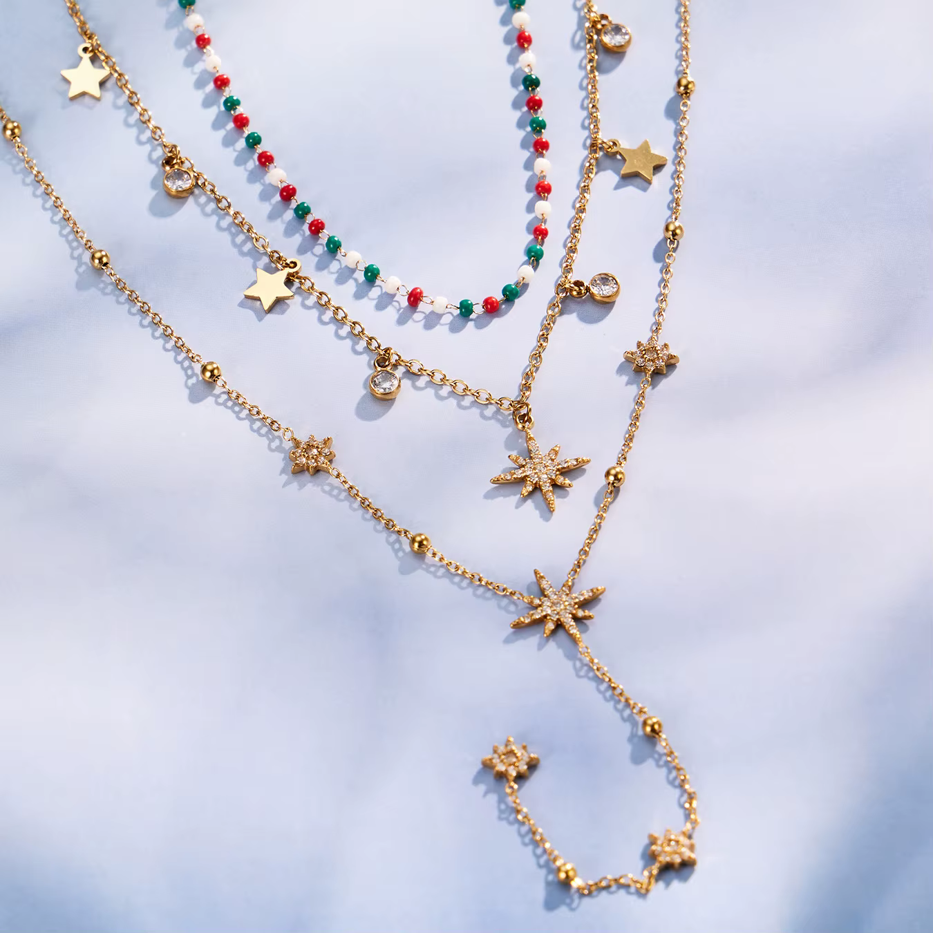 Collier Zircon North Star Y avec perles émaillées empilables