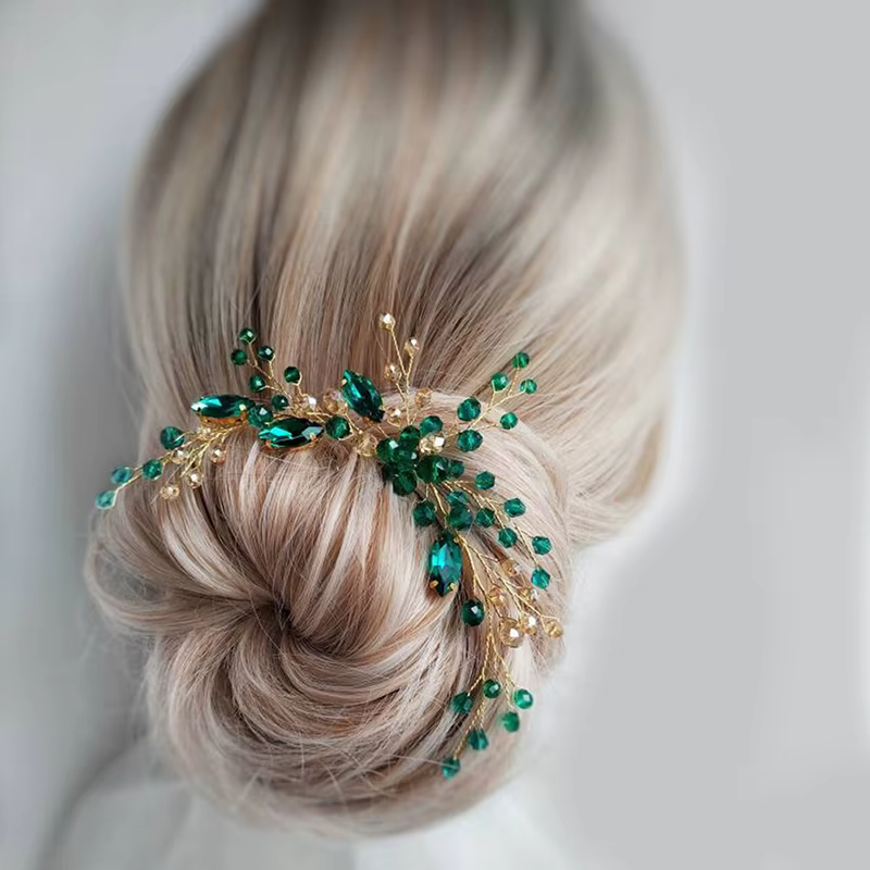 Pince à cheveux de mariée de luxe en cristal et perles