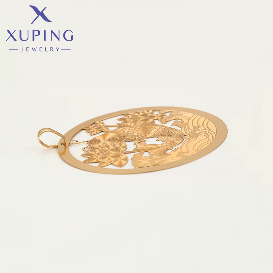 Xuping Jewelry Nouvelle Collection Collier Pendentif et Boucles d'Oreilles Simples Dorés pour Femme