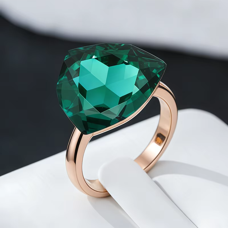 Wbmqda – bague en pierre verte pour femmes