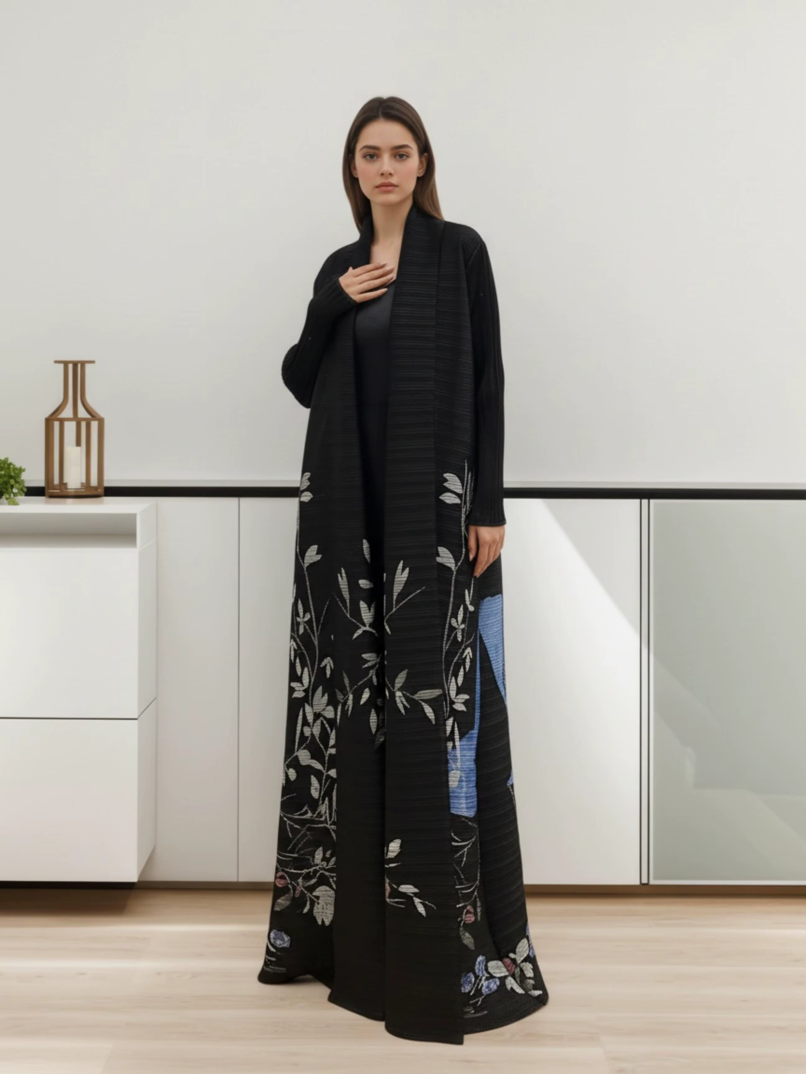 Abaya à imprimé floral du Moyen-Orient