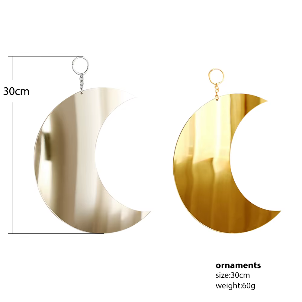 Miroir de maquillage lune doré en acrylique